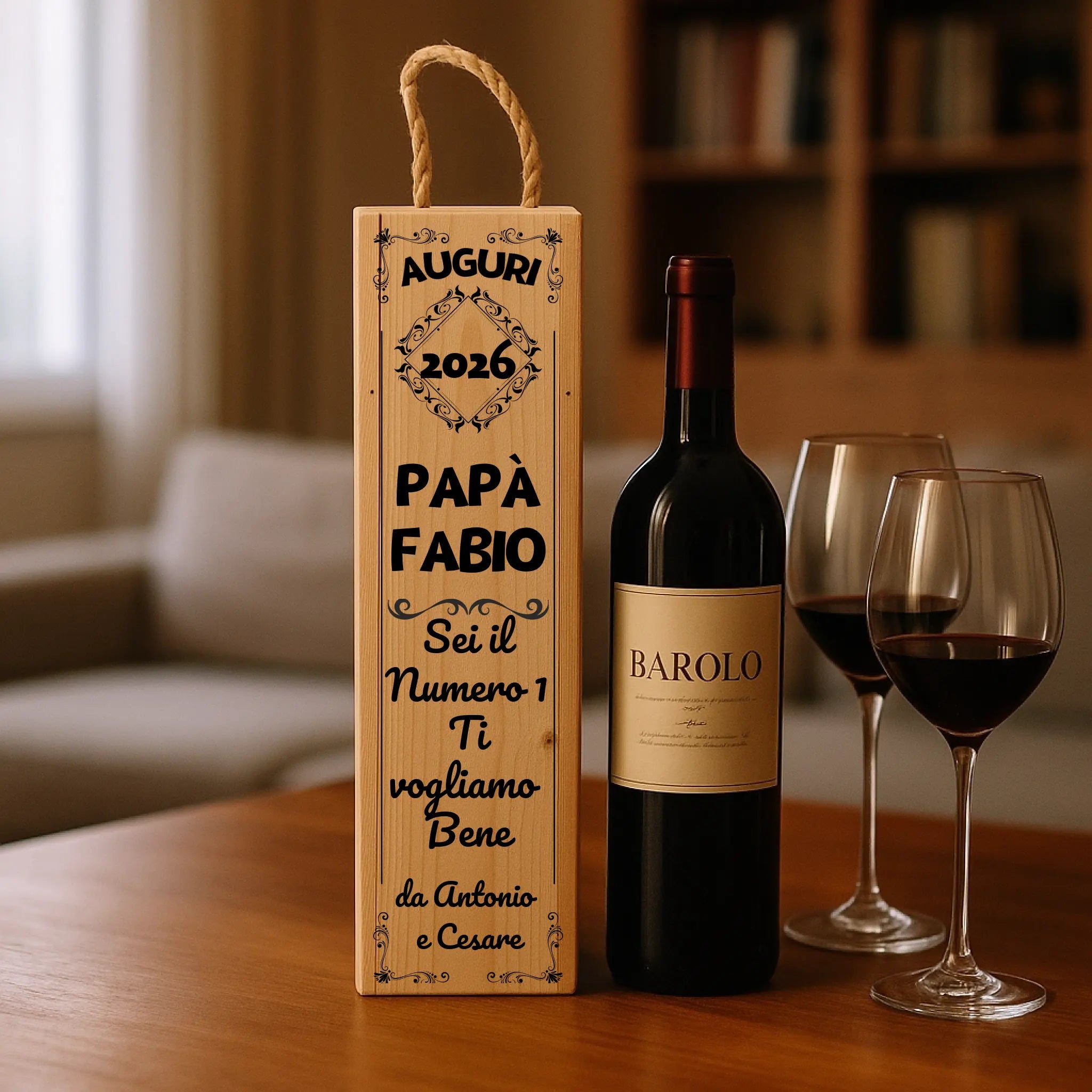 Cassettina Porta Vino in Legno Personalizzata per il Papà – Idea Regalo Festa del Papà 