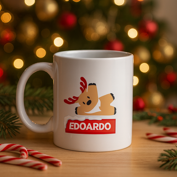 Tazza Personalizzata con Nome e Renna Natalizia – Idea Regalo Natale 