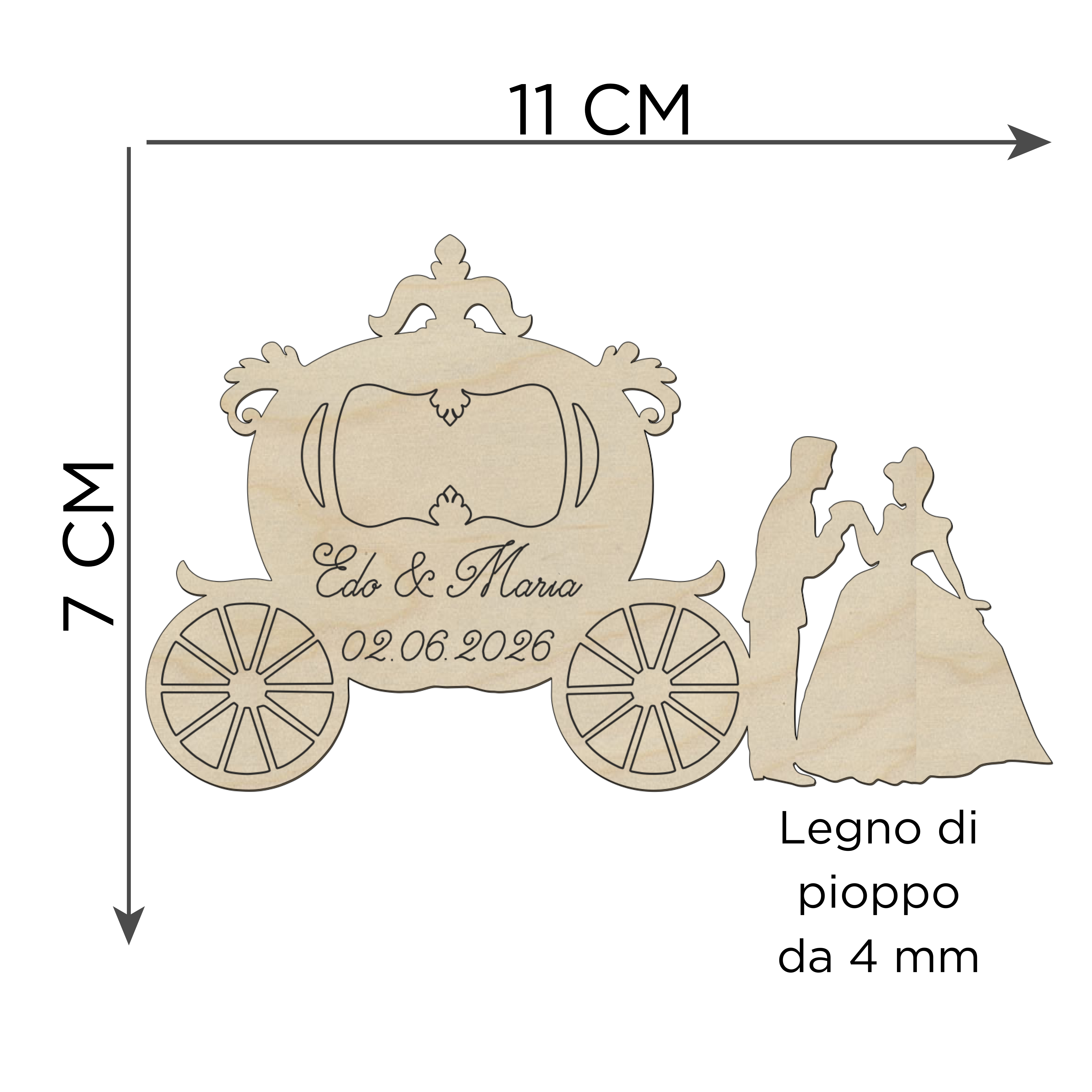 Segnaposto Carrozza con principessa 