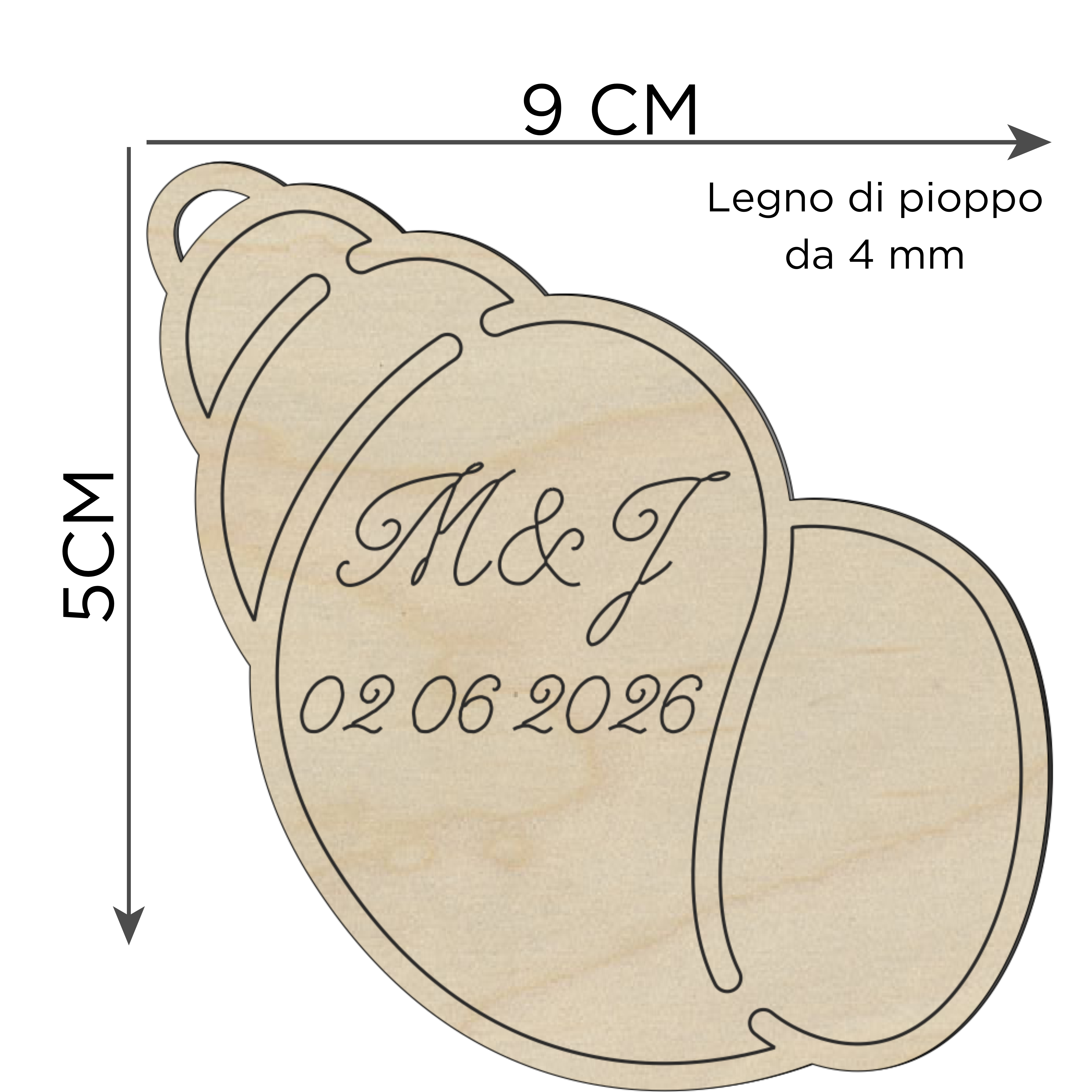 Segnaposto conchiglia legno tema mare 