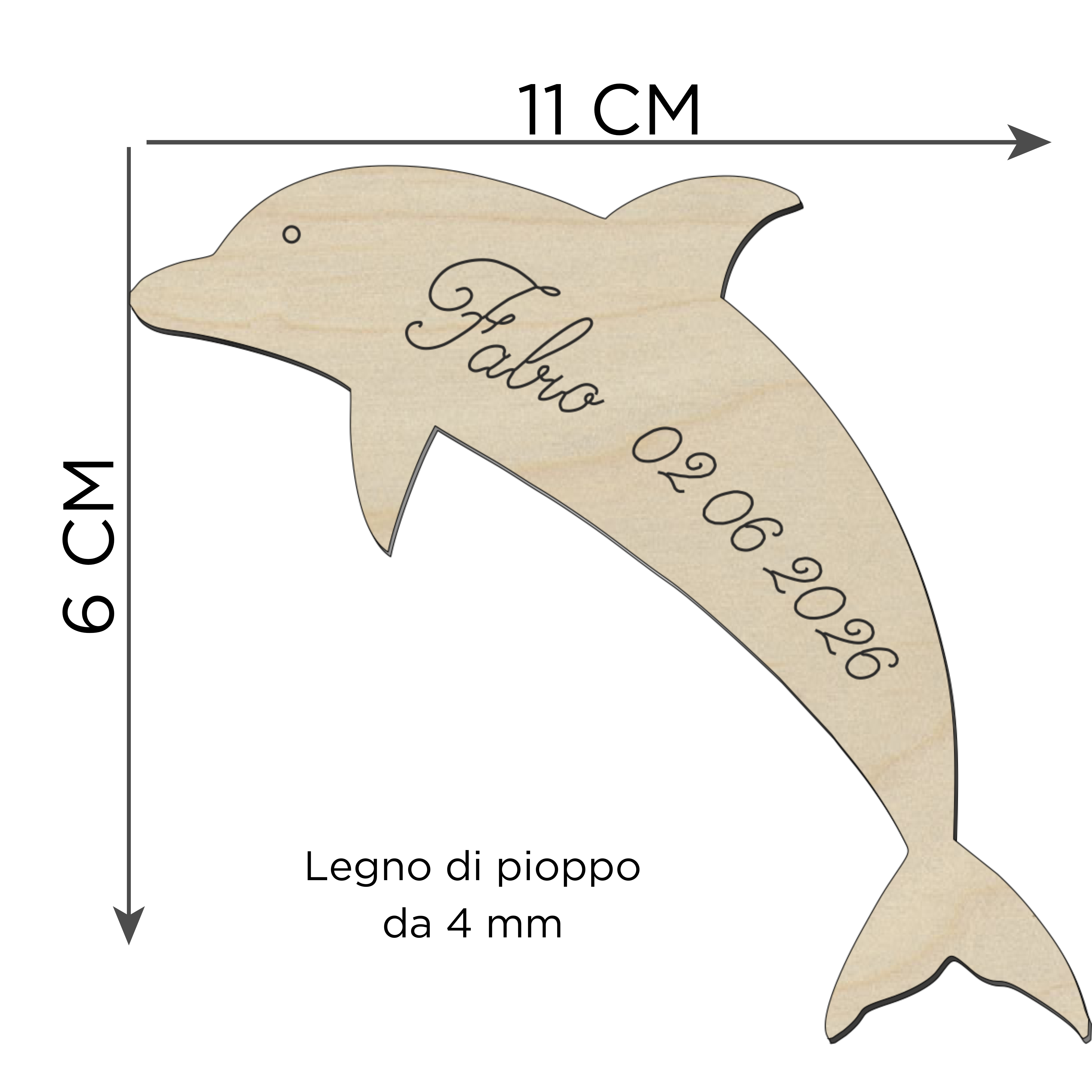 Segnaposto delfino legno tema mare 
