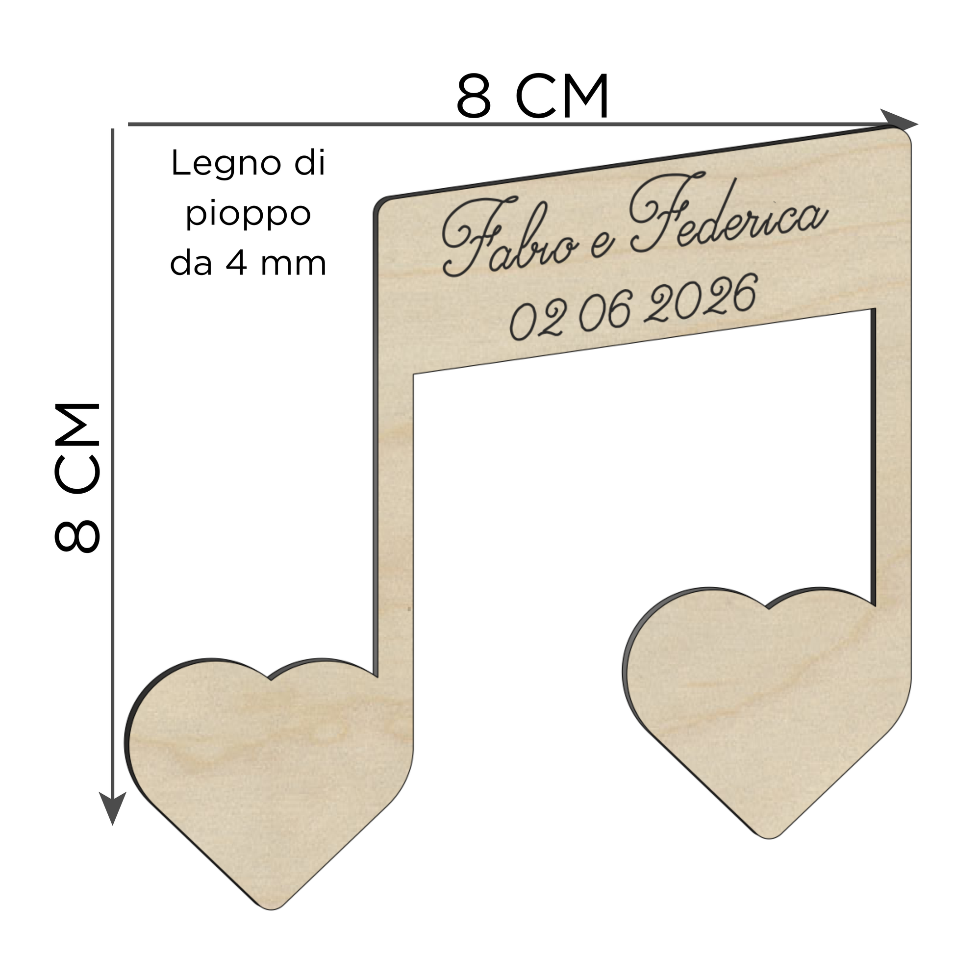 Segnaposto a tema musicale a forma di nota musicale 