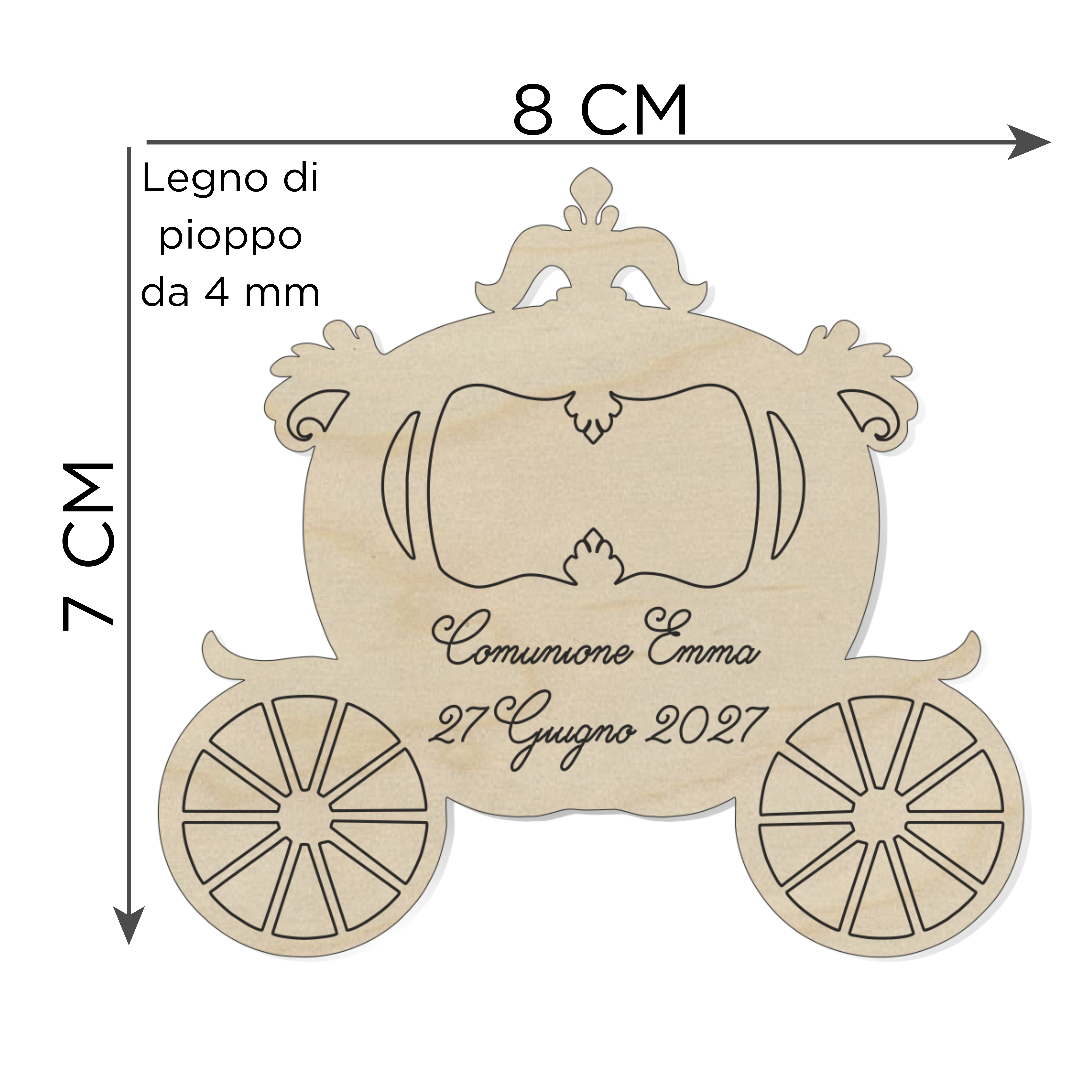 Segnaposto Carrozza tema fiaba 