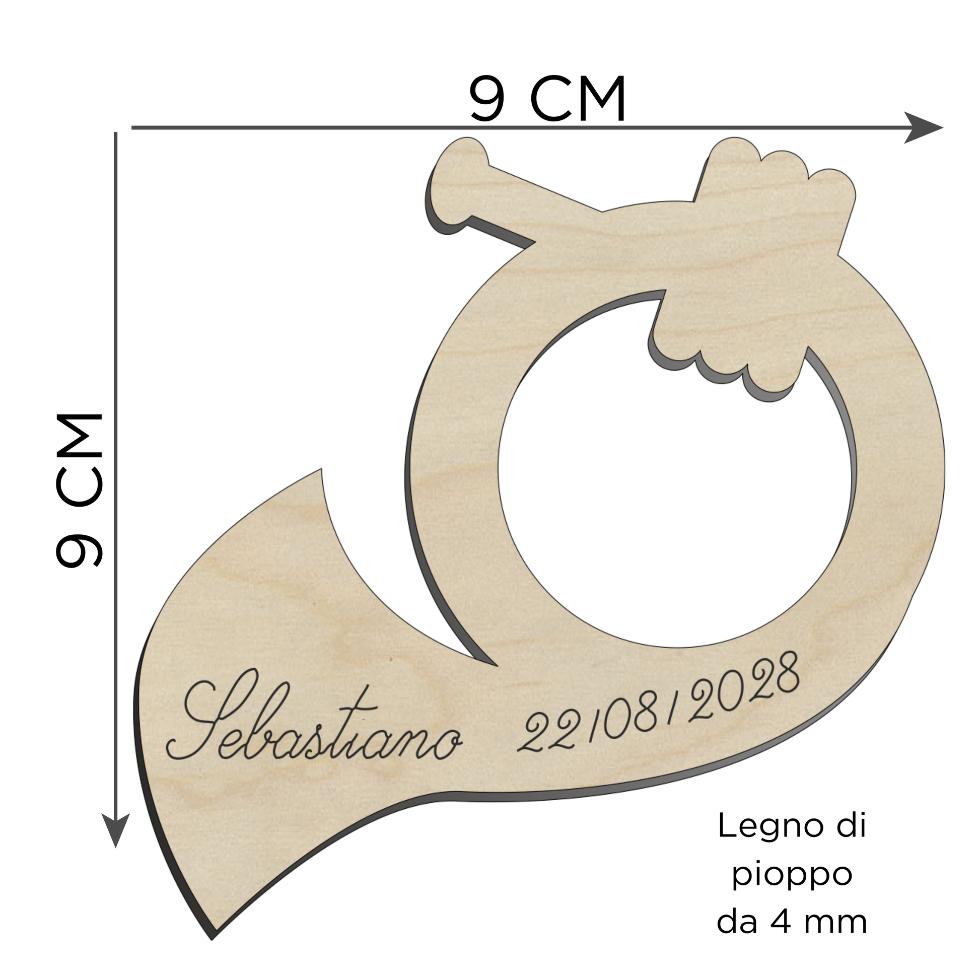 Segnaposto a tema musicale a forma di corno 