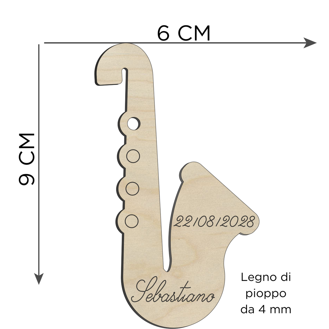 Segnaposto a tema musicale a forma di sassofono 
