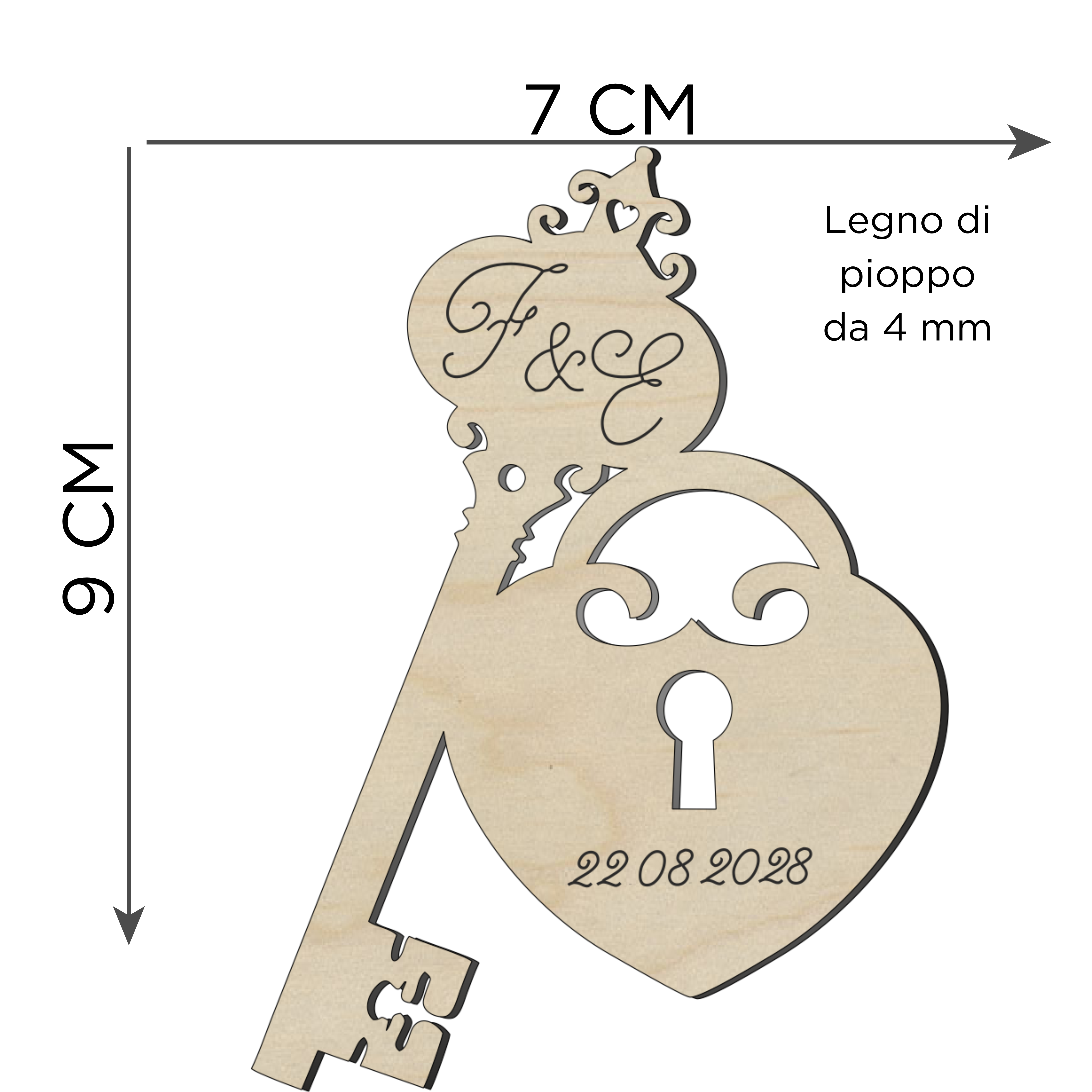 Segnaposto chiave e lucchetto tema amore 