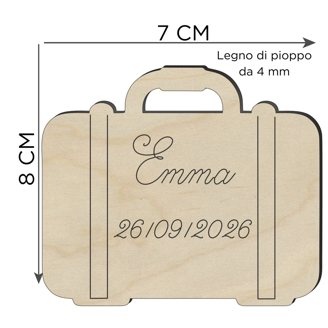 Segnaposto valigia legno tema viaggio 