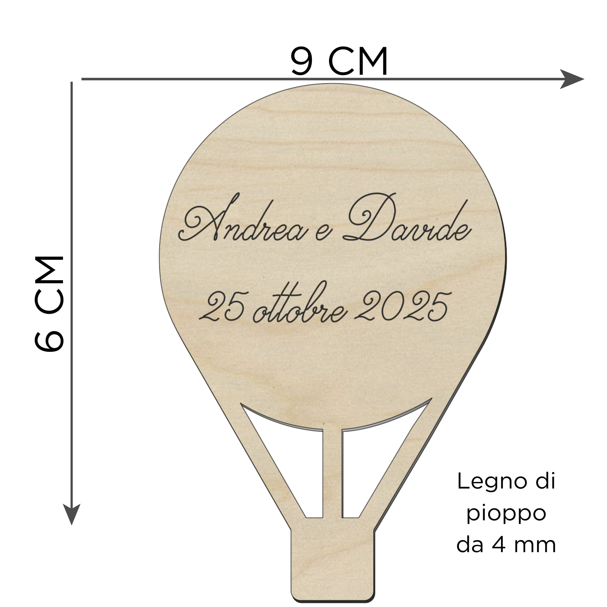 Segnaposto air balloon legno 