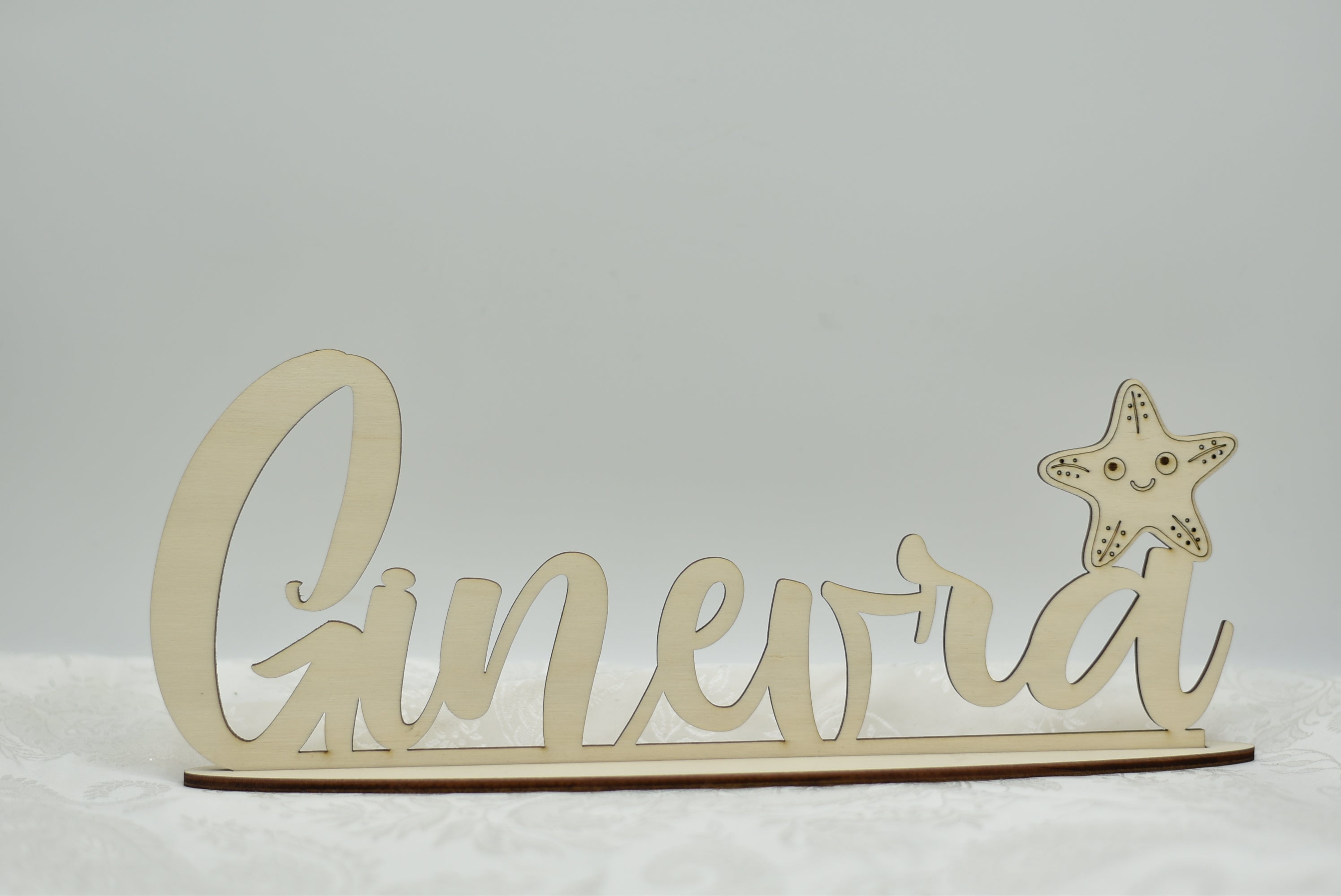 Nome in legno con base tema Stella Marina Idea's Cottage