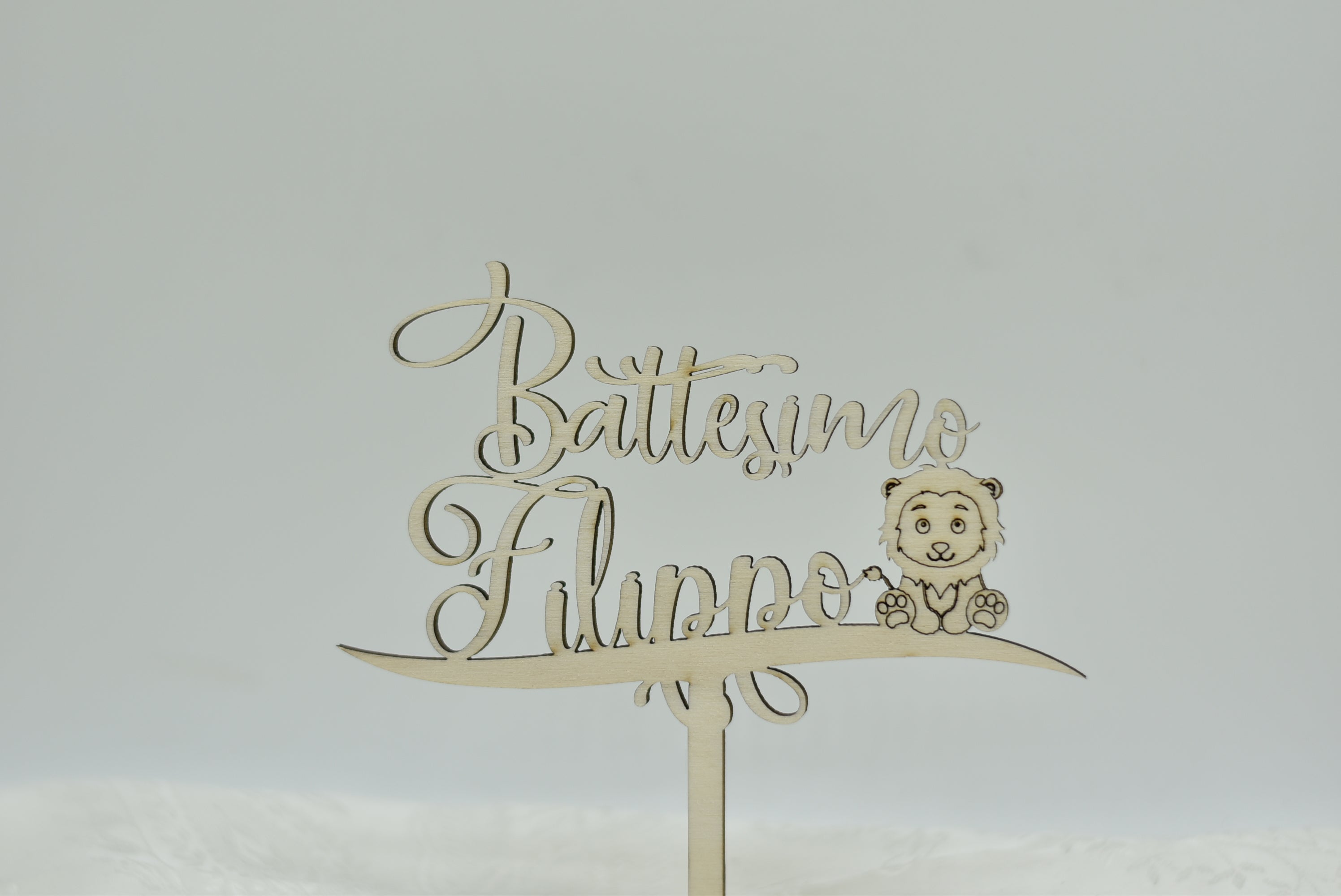 Cake Topper Battesimo Personalizzato - Nome In Legno Colorato - Decorazione Torta E Ricordo