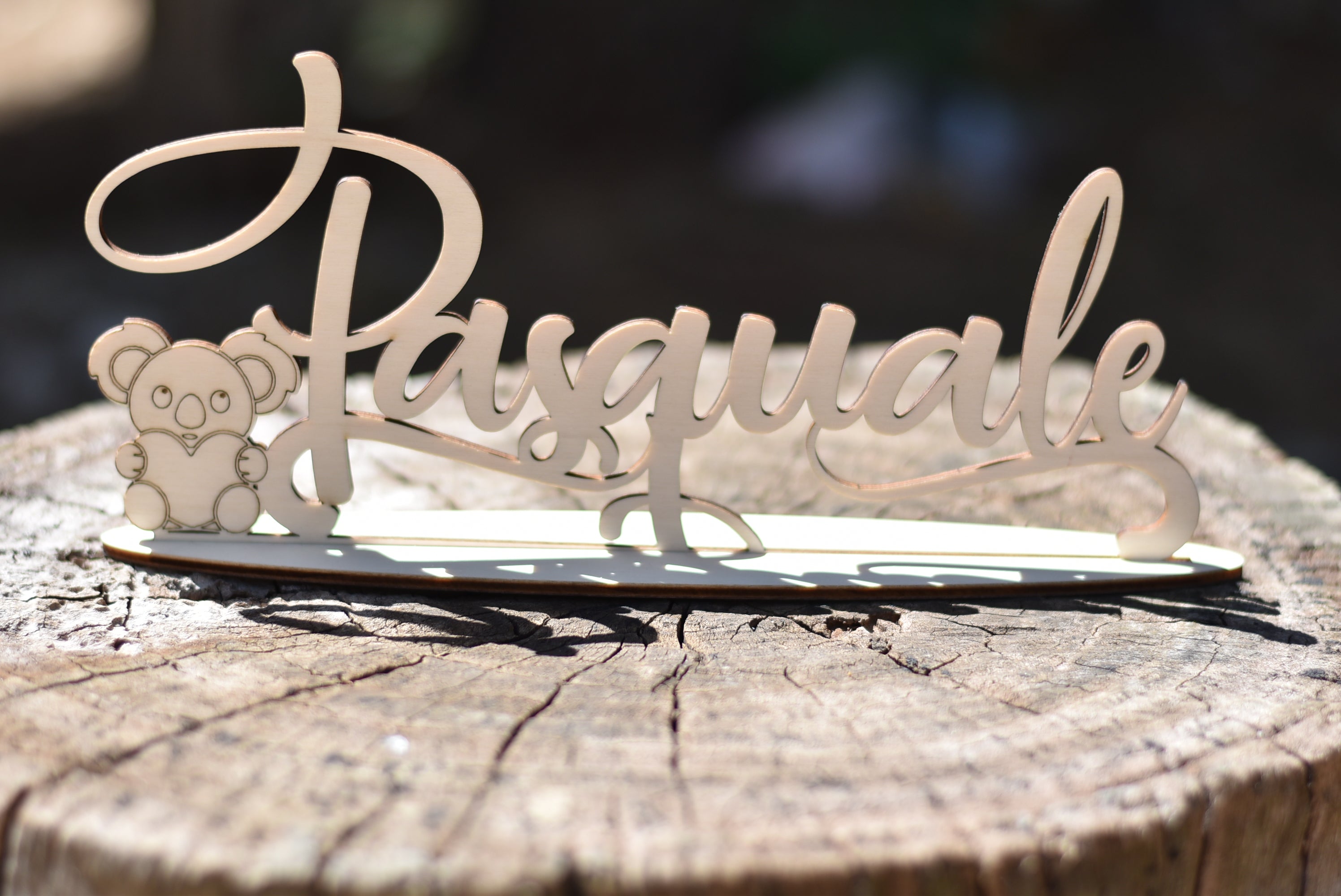 Nome in legno con base tema Koala Idea's Cottage