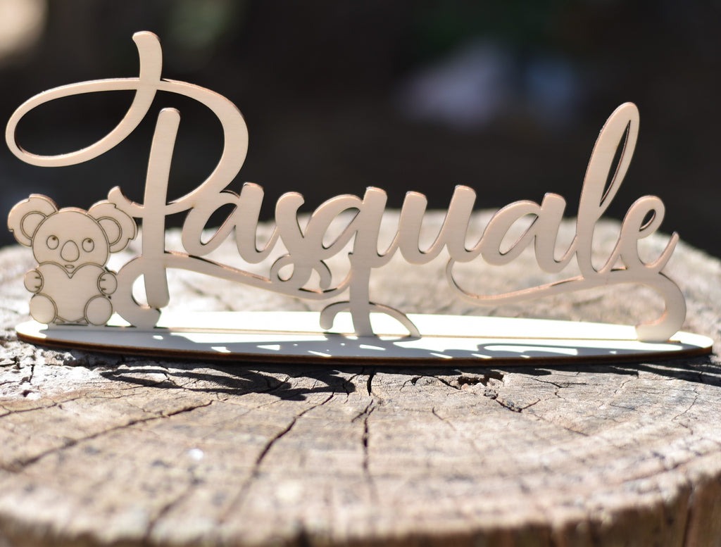 Nome in legno con base tema Koala Idea's Cottage