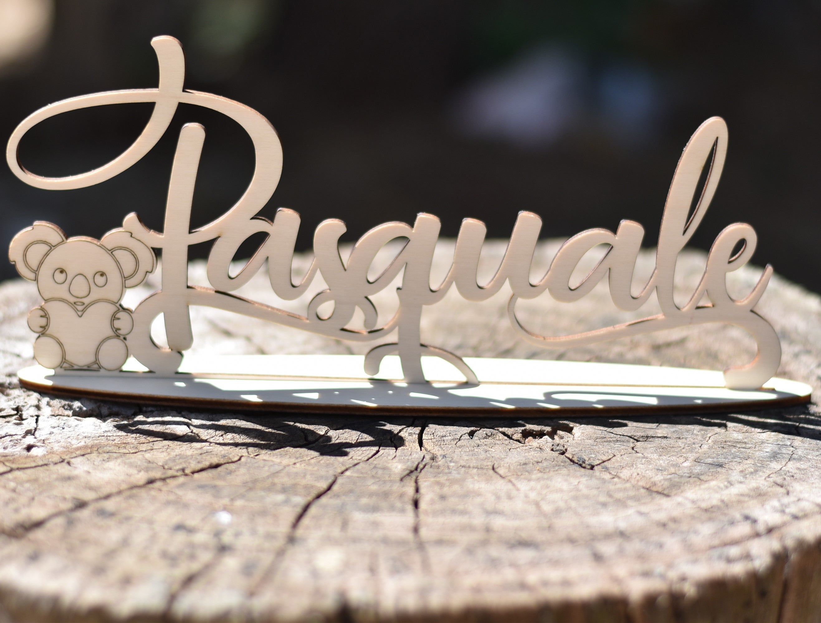 Nome in legno con base tema Koala Idea's Cottage