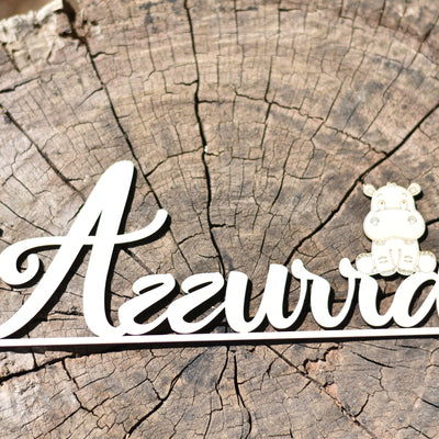 Nome in legno con base tema Hippo Idea's Cottage