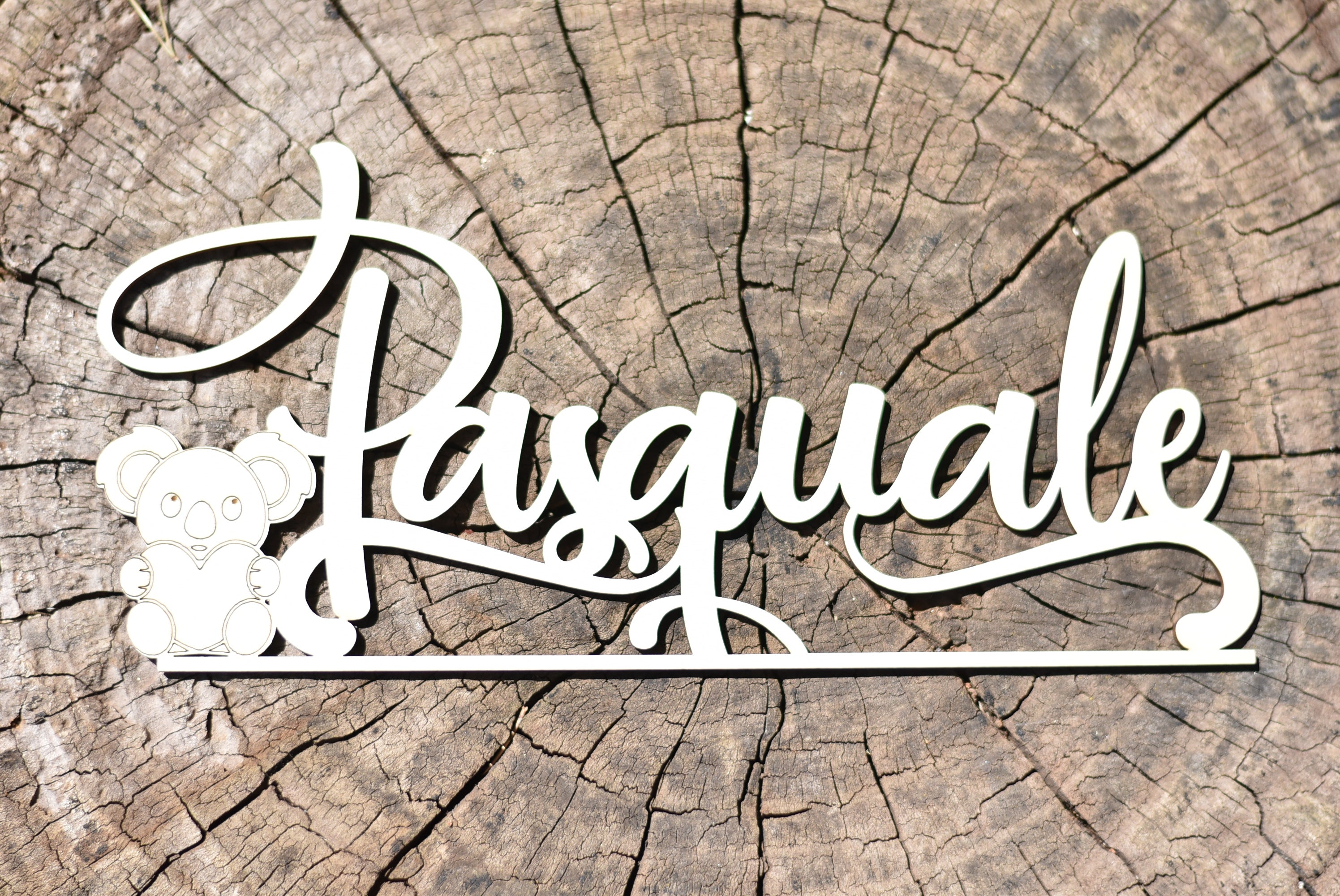 Nome in legno con base tema Koala Idea's Cottage