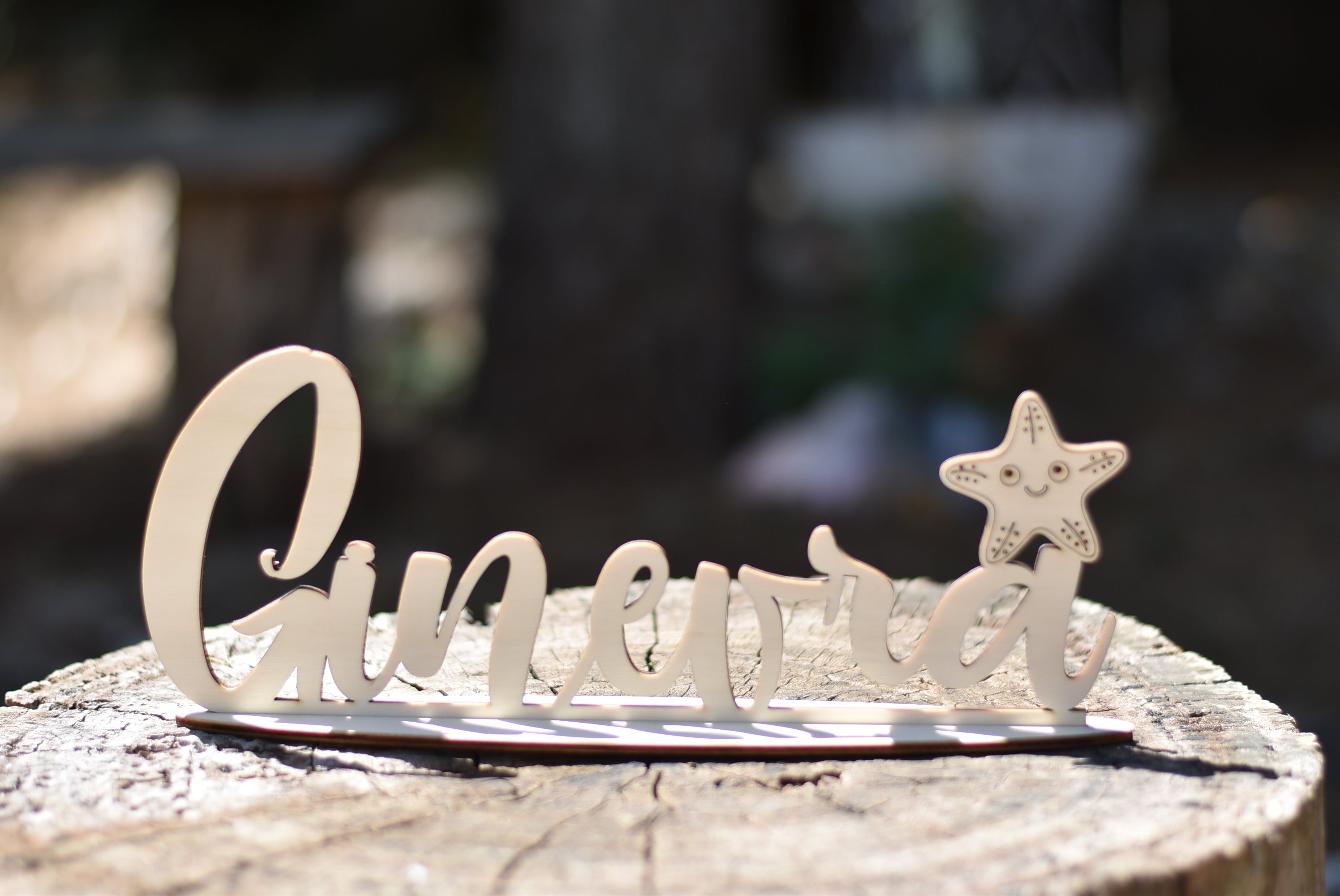 Nome in legno con base tema Stella Marina Idea's Cottage