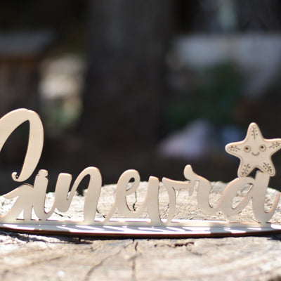 Nome in legno con base tema Stella Marina Idea's Cottage