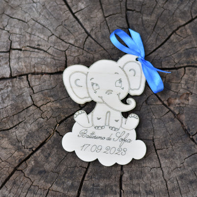 Segnaposto in legno personalizzato elefantino per nascita battesimo compleanno Idea's Cottage
