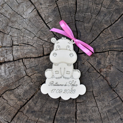 Segnaposto in legno personalizzato hippo per nascita battesimo compleanno Idea's Cottage