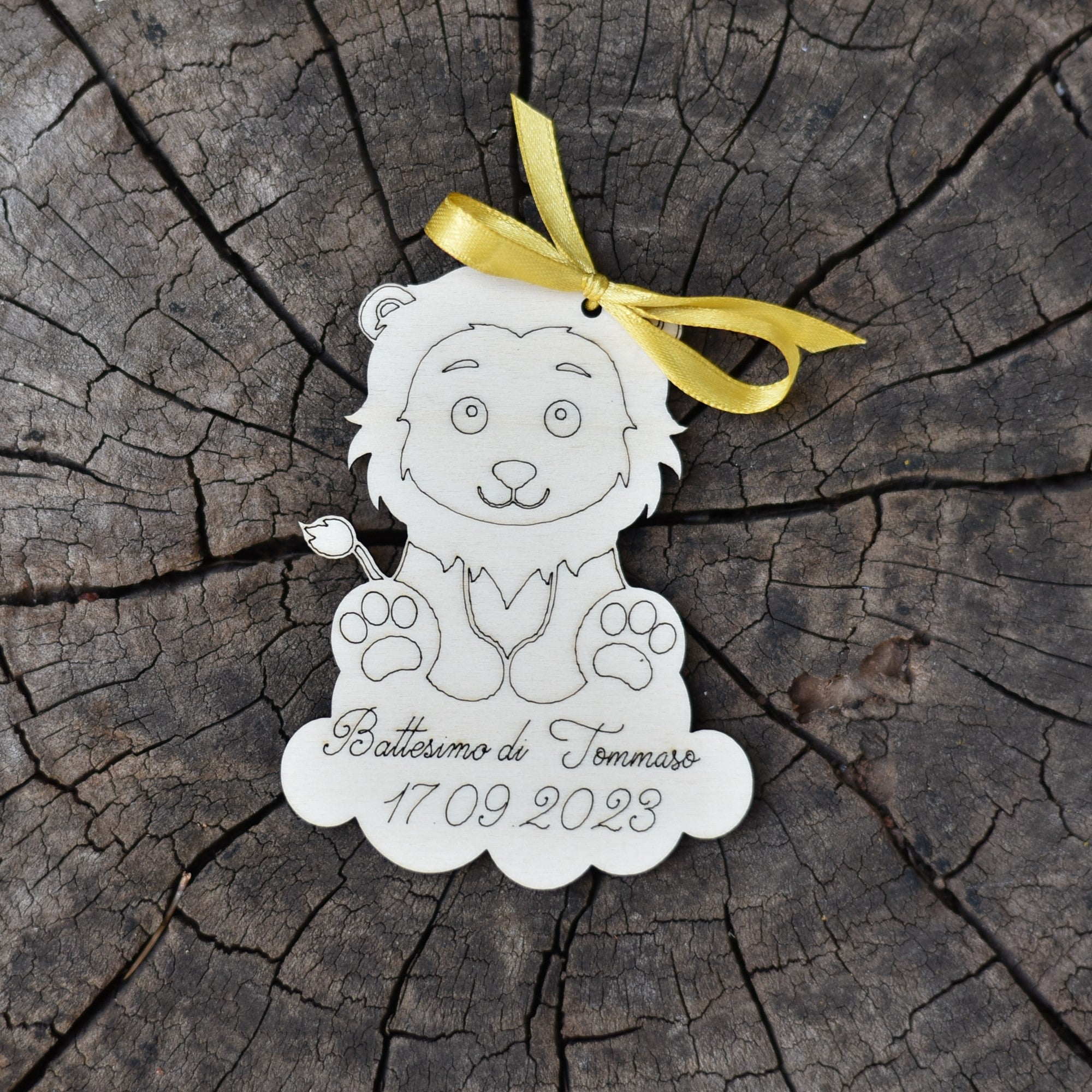 Segnaposto in legno leoncino per nascita battesimo compleanno Idea's Cottage