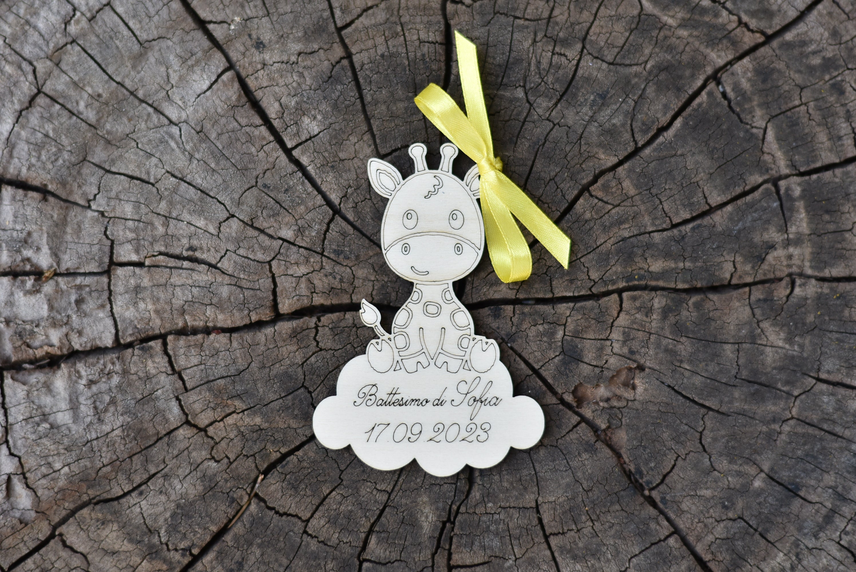 Segnaposto in legno personalizzato giraffa per nascita battesimo compleanno Idea's Cottage