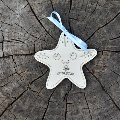 Segnaposto in legno personalizzato stella marina per nascita battesimo compleanno Idea's Cottage