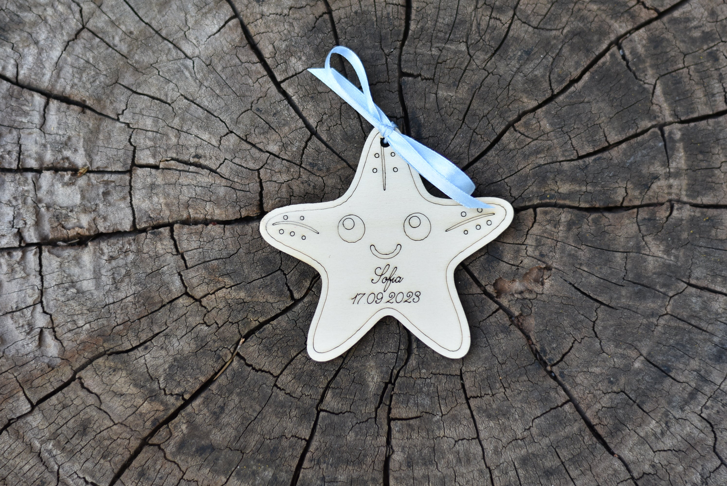 Segnaposto in legno personalizzato stella marina per nascita battesimo compleanno Idea's Cottage