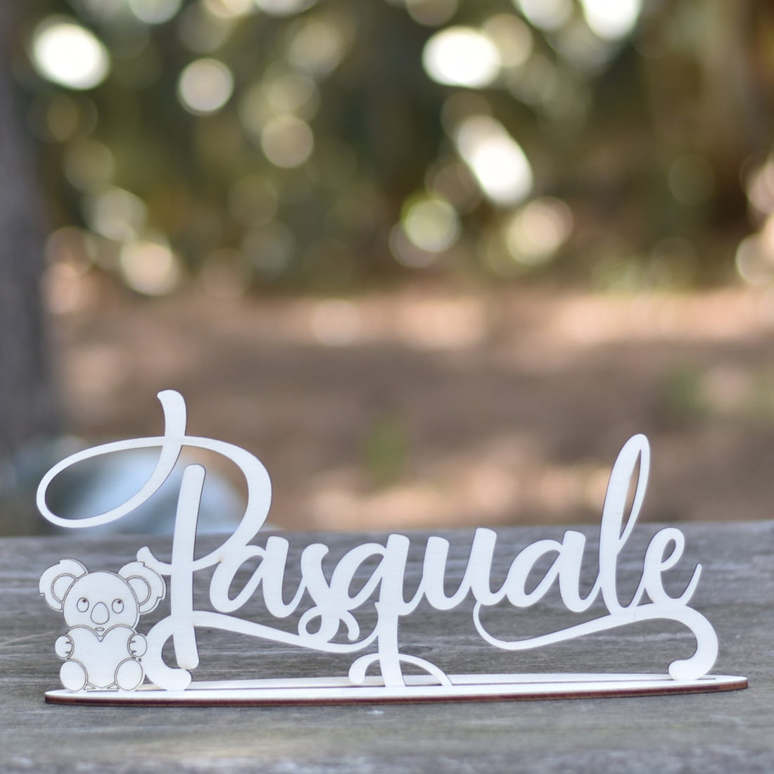 Nome in legno con base tema Koala Idea's Cottage