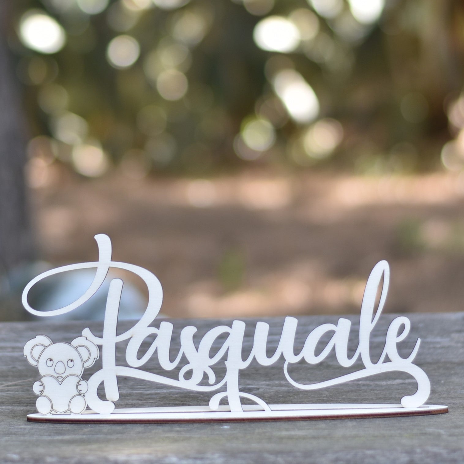 Nome in legno con base tema Koala Idea's Cottage