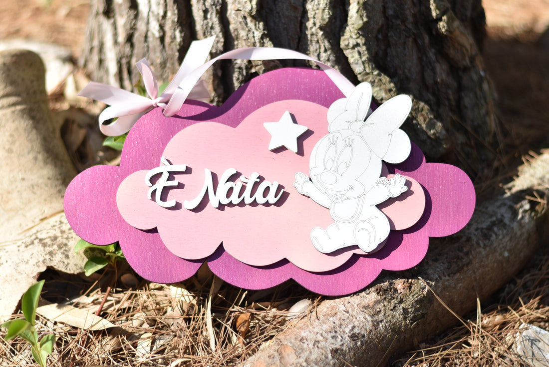 Fiocco nascita Nuvole Minnie Idea's Cottage