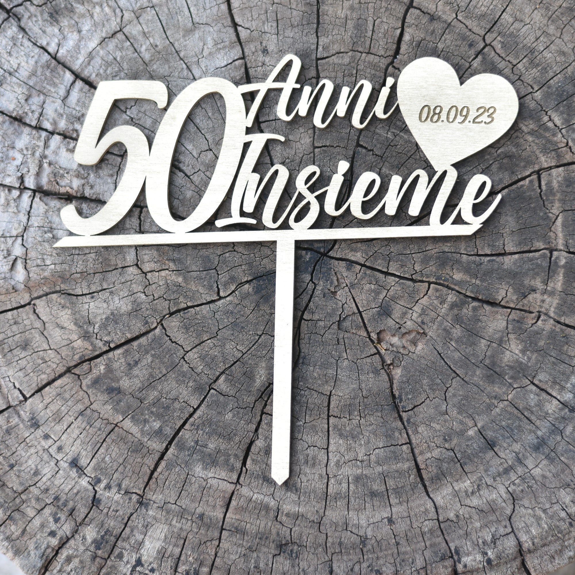 Cake topper in legno Anniversario di matrimonio top cake personalizzato Idea's Cottage