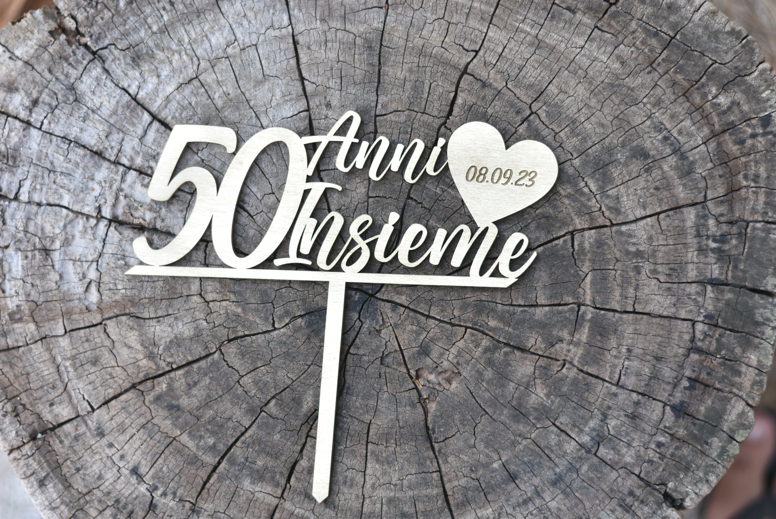 Cake topper in legno Anniversario di matrimonio top cake personalizzato Idea's Cottage