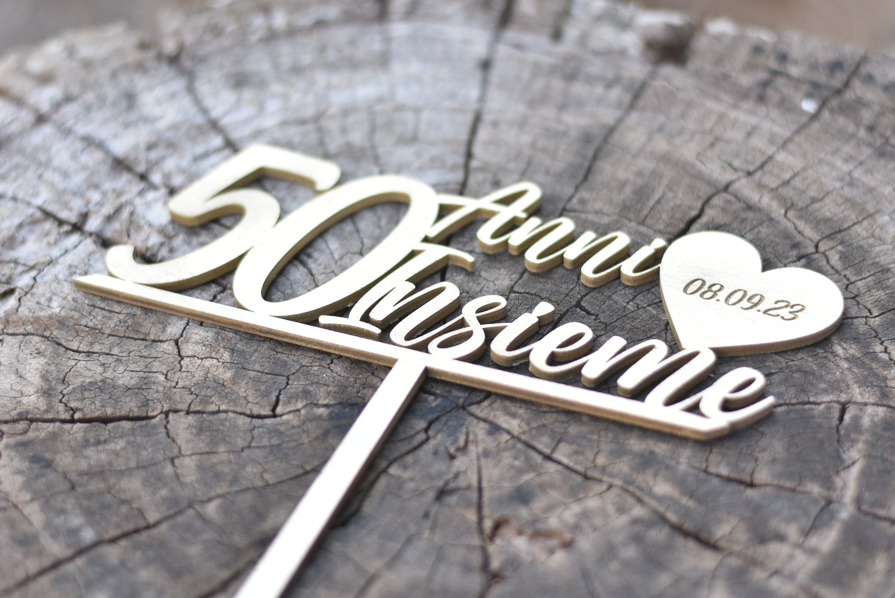 Cake topper in legno Anniversario di matrimonio top cake personalizzato Idea's Cottage
