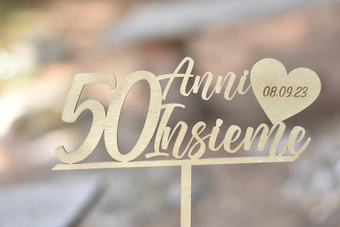 Cake topper in legno Anniversario di matrimonio top cake personalizzato Idea's Cottage