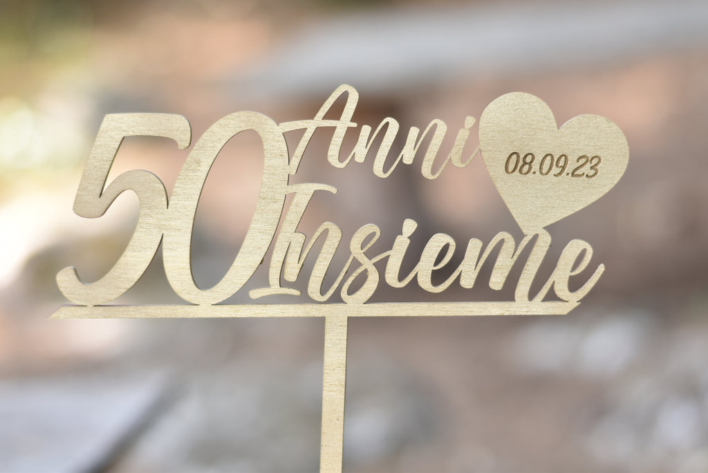 Cake topper in legno Anniversario di matrimonio top cake personalizzato Idea's Cottage