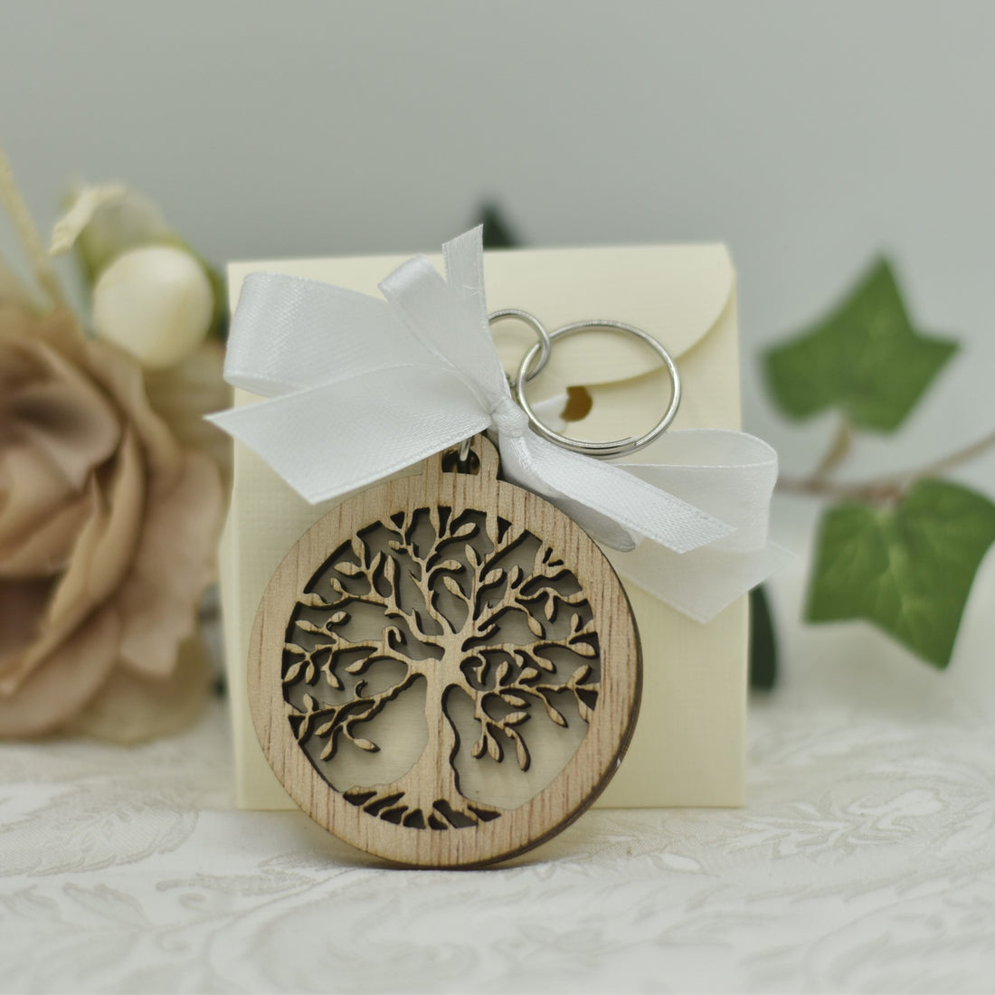 Portachiave in legno albero della vita Bomboniera personalizzata Bomboniere utili ed economiche Idea's Cottage