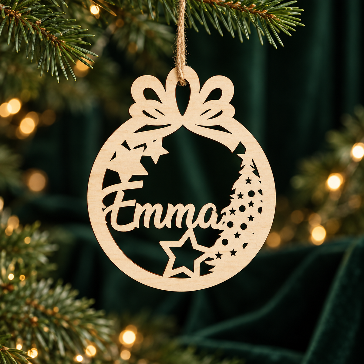 Pallina Natalizia in legno personalizzabile ideale per l'albero di Natale 
