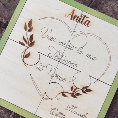 Targa Puzzle Testimone con messaggio personalizzabile Idea's Cottage