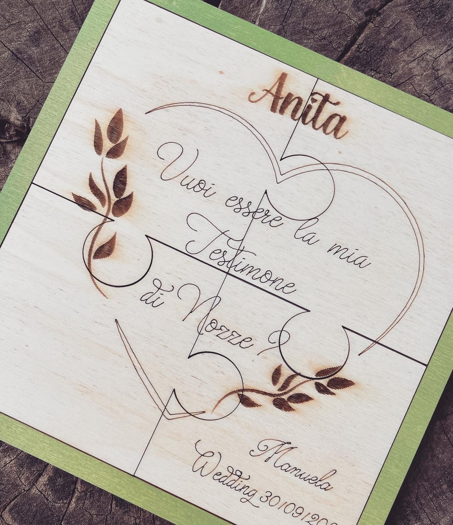 Targa Puzzle Testimone con messaggio personalizzabile Idea's Cottage