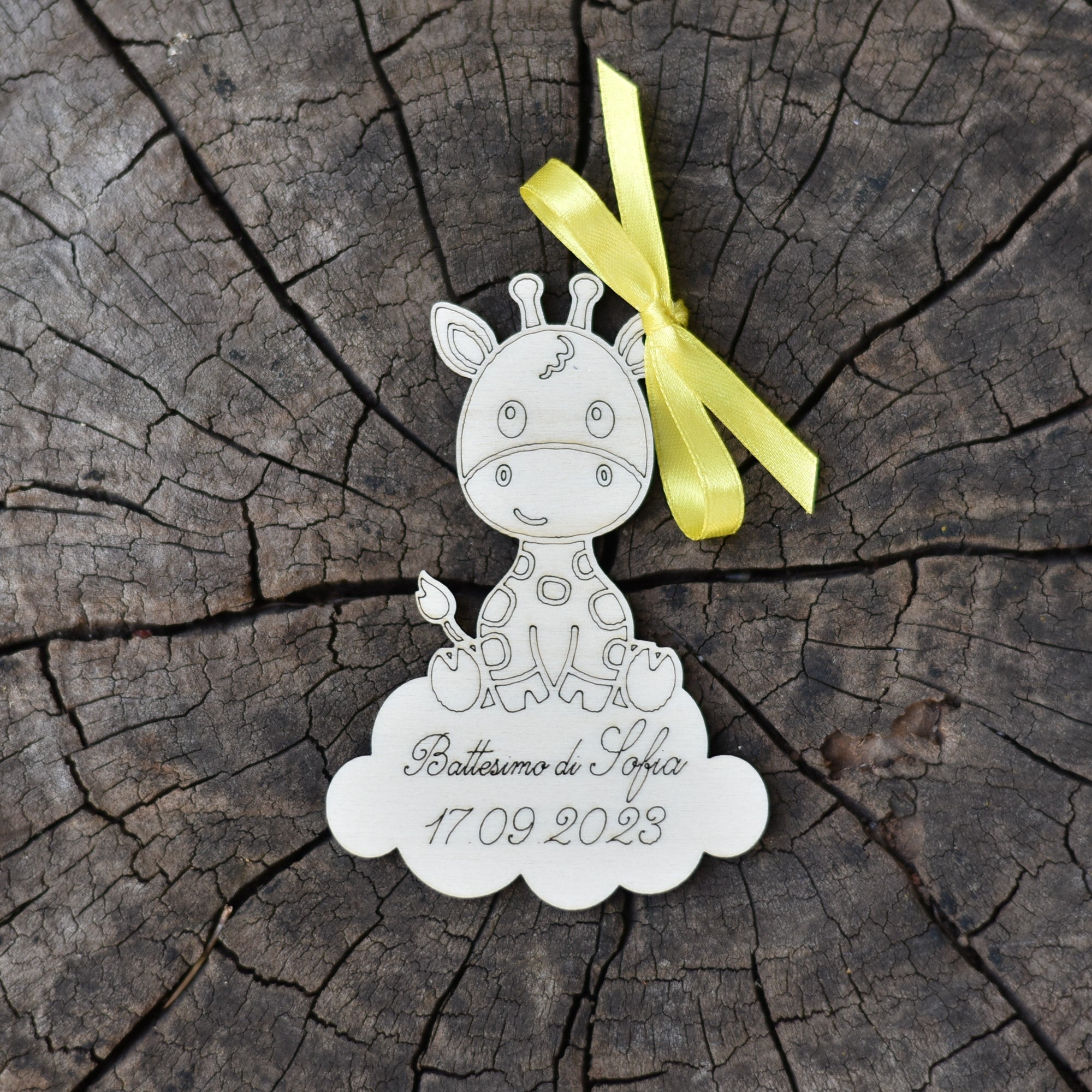 Segnaposto in legno personalizzato giraffa per nascita battesimo compleanno Idea's Cottage