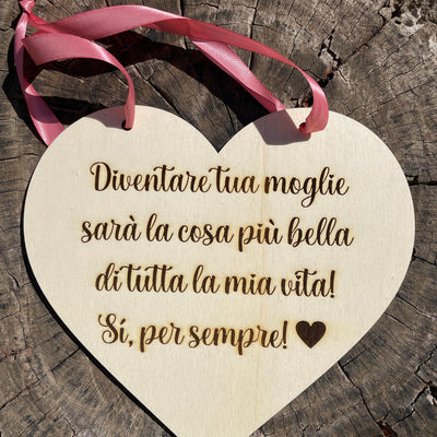 Targa cuore in legno Arriva la Sposa Idea's Cottage