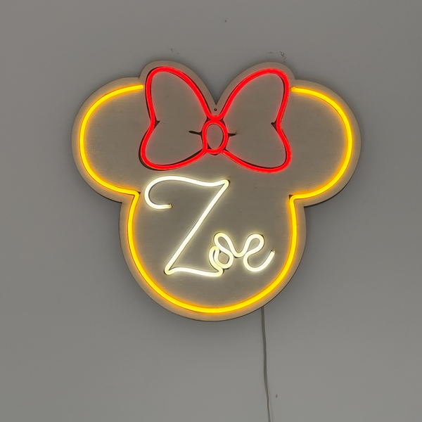 Neon Led Minnie personalizzato con le Iniziali 