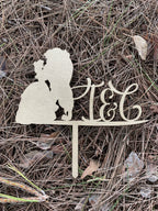Cake topper in legno Bella e la Bestia personalizzato iniziali sposi Idea's Cottage