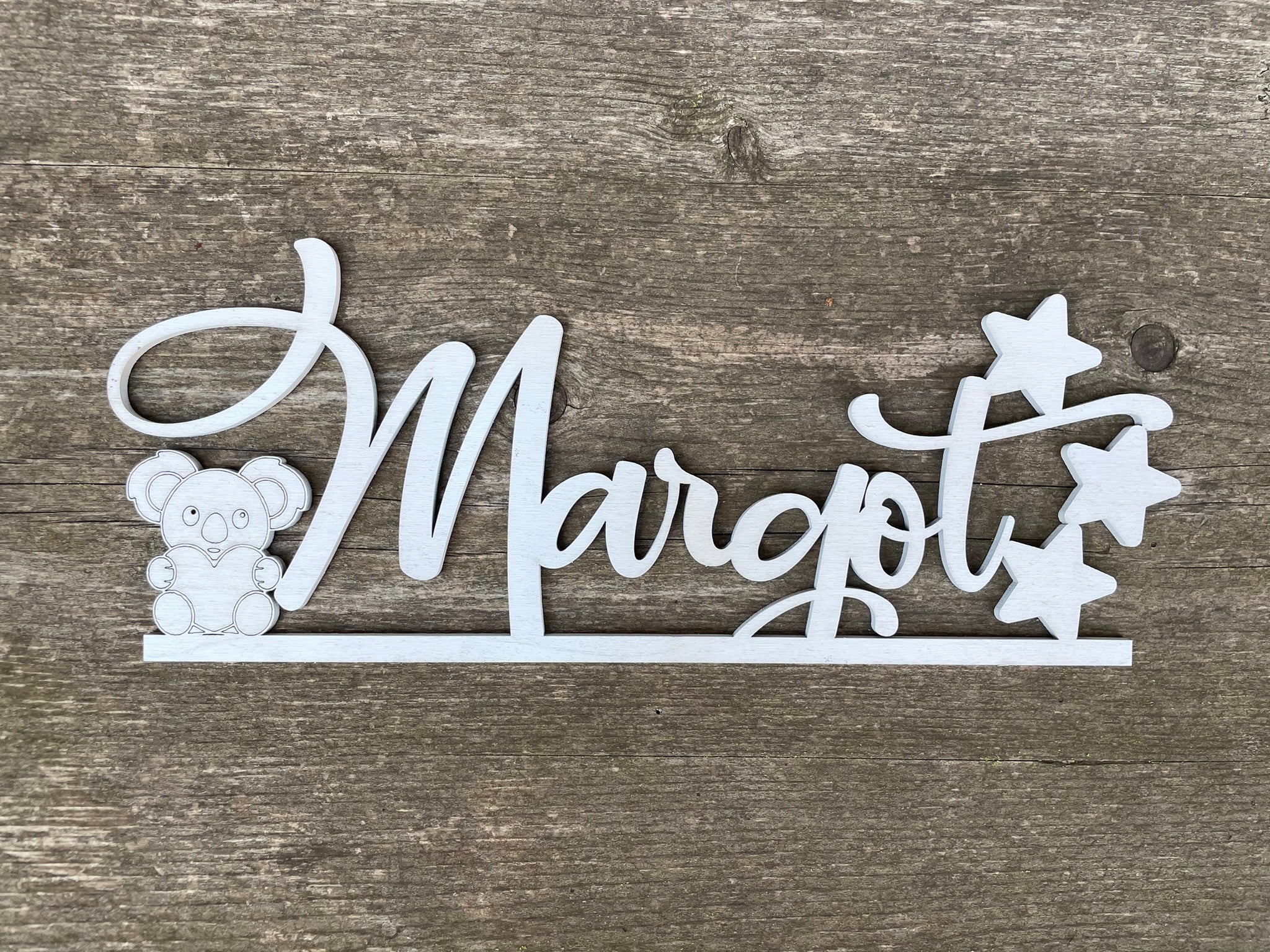 Nome in legno con base tema Koala Idea's Cottage