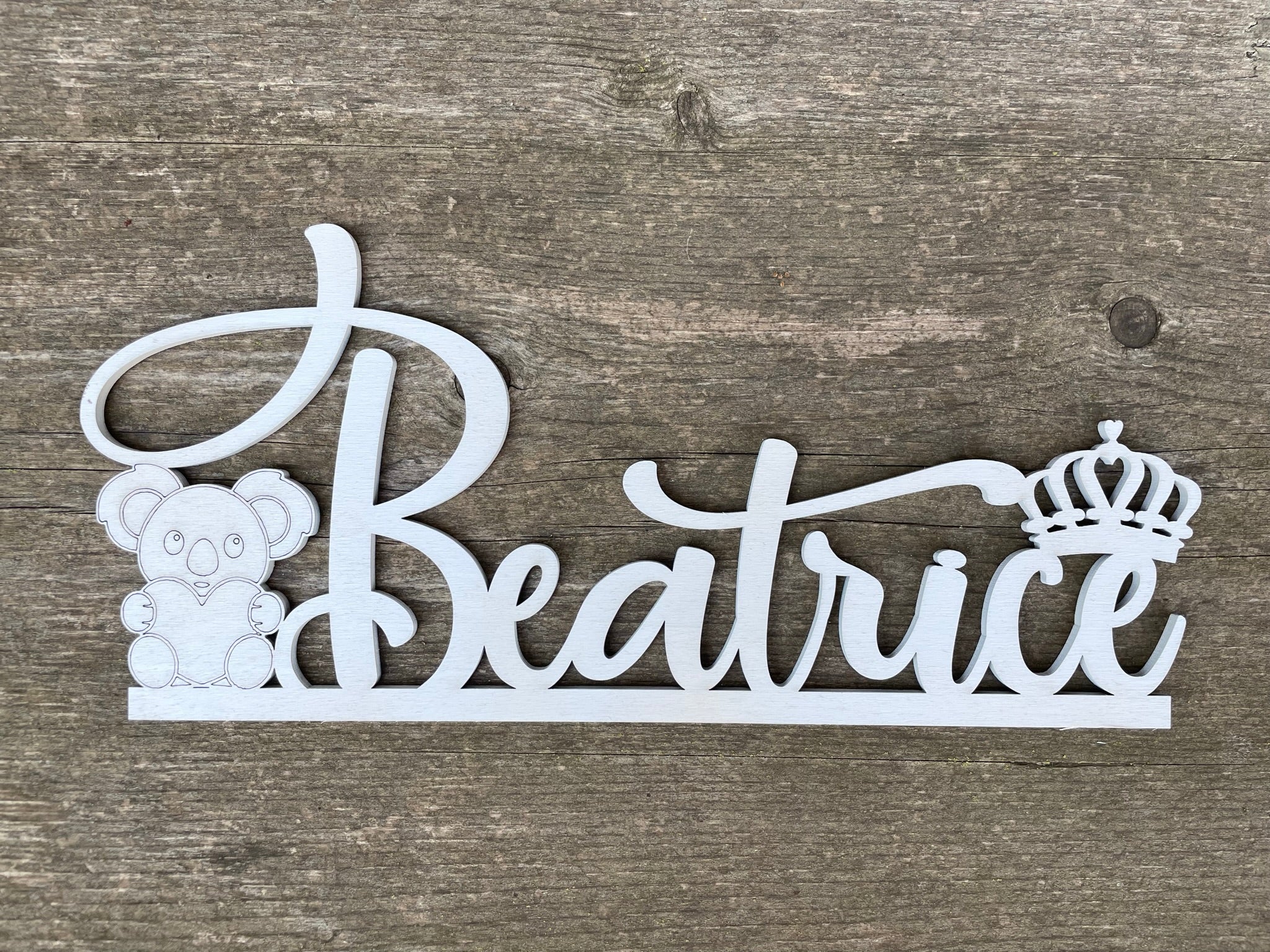 Nome in legno con base tema Koala Idea's Cottage