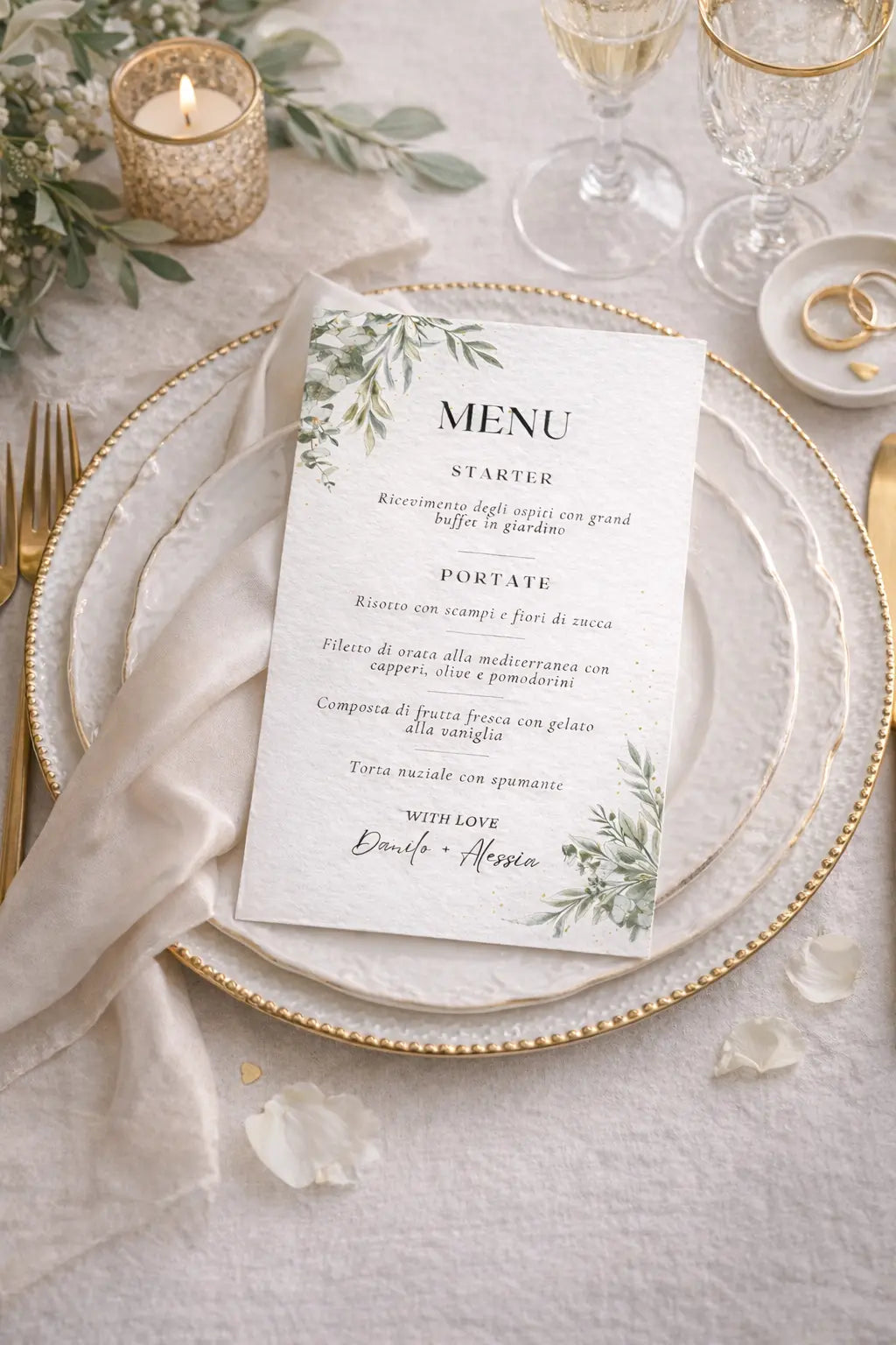 Menù matrimonio personalizzabile 