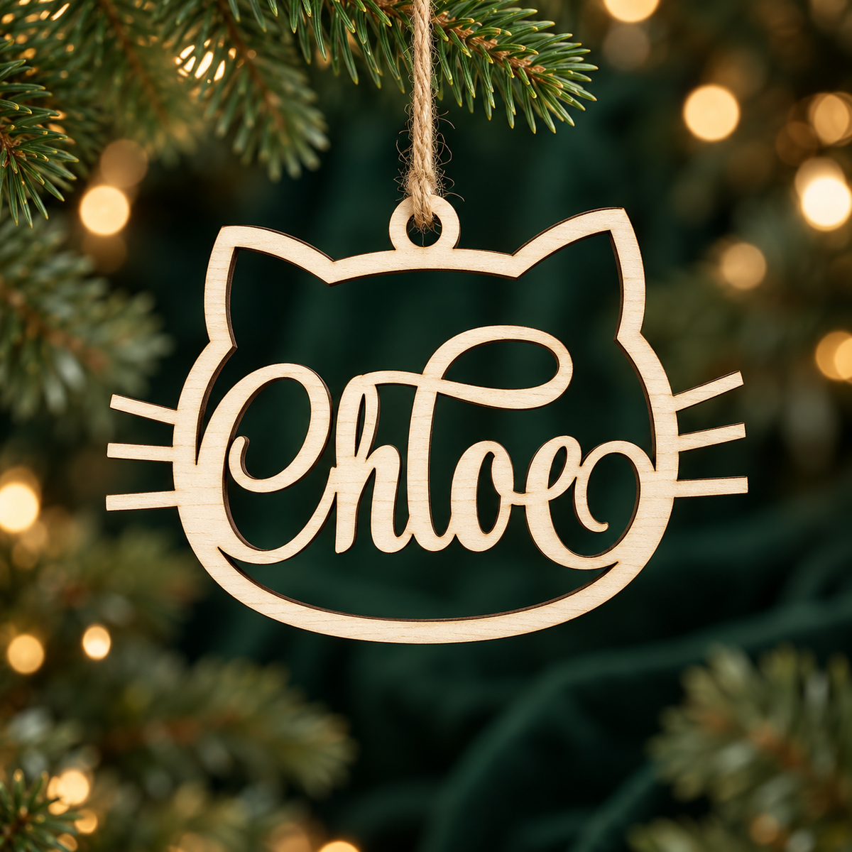Pallina di Natale in legno gatto personalizzabile con un nome per i nostri amici a quattro zampe 