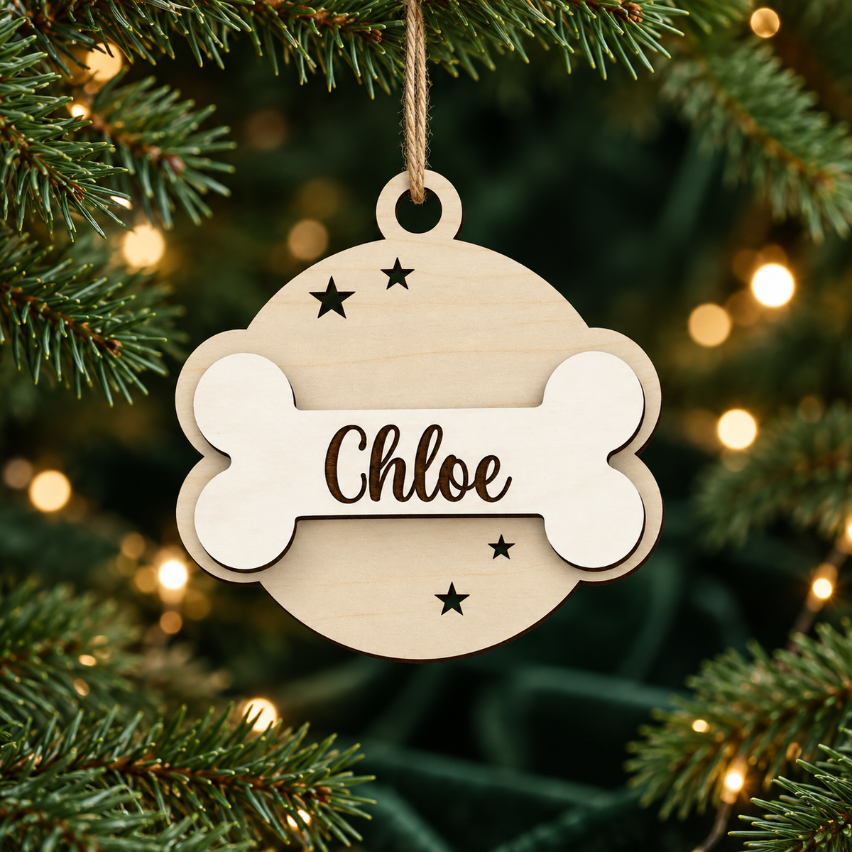 Pallina di Natale in legno personalizzabile con un nome per i nostri amici animali 