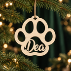 Pallina di Natale in legno a forma di zampa personalizzabile con un nome per i nostri amici animali 