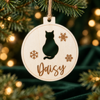 Pallina di Natale in legno personalizzabile con un nome per gli amanti dei gatti 
